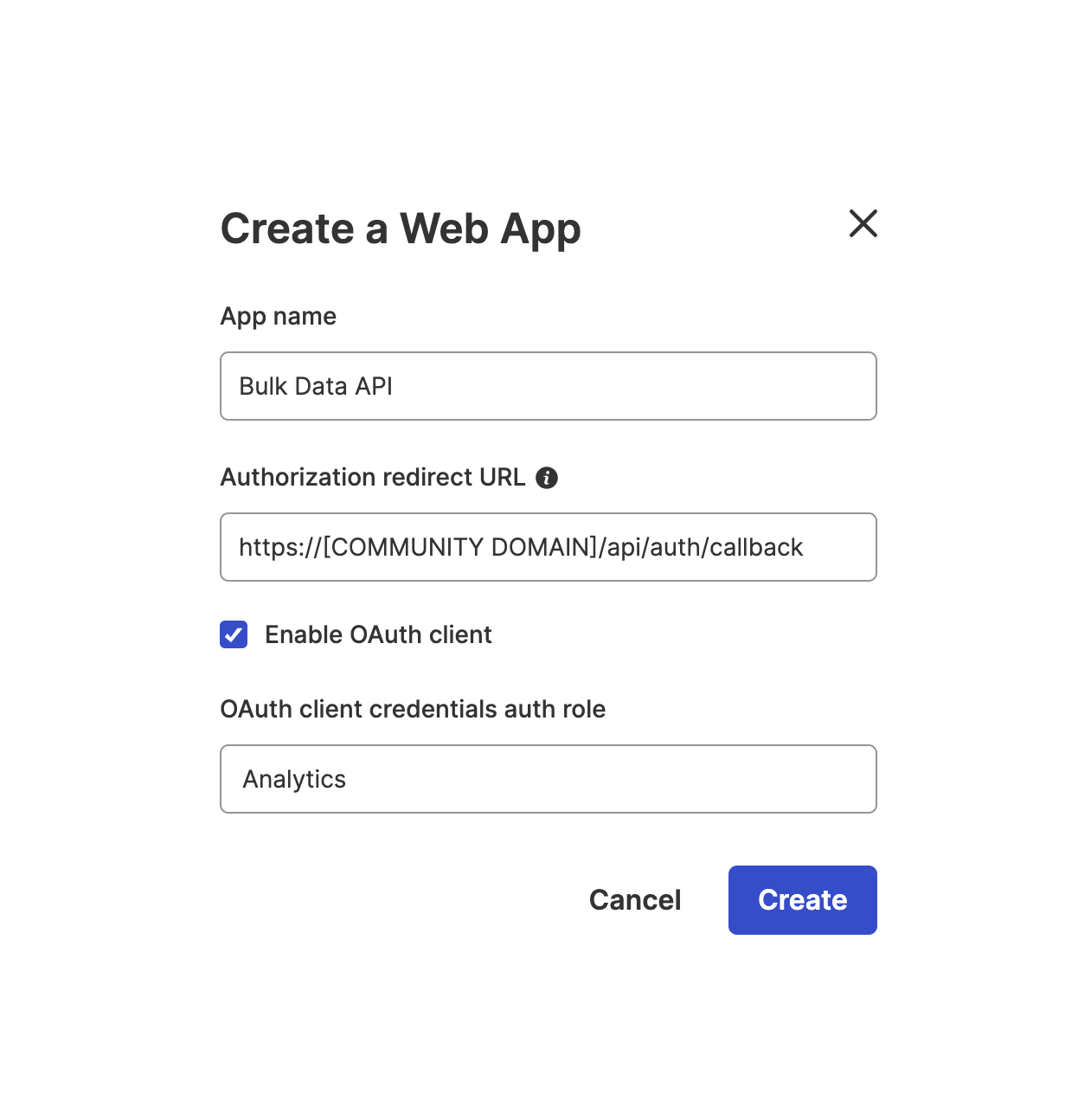 Bulk Data API with Analytics role