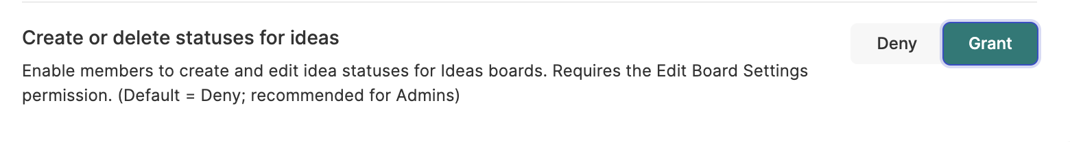 Create or delete statuses for ideas