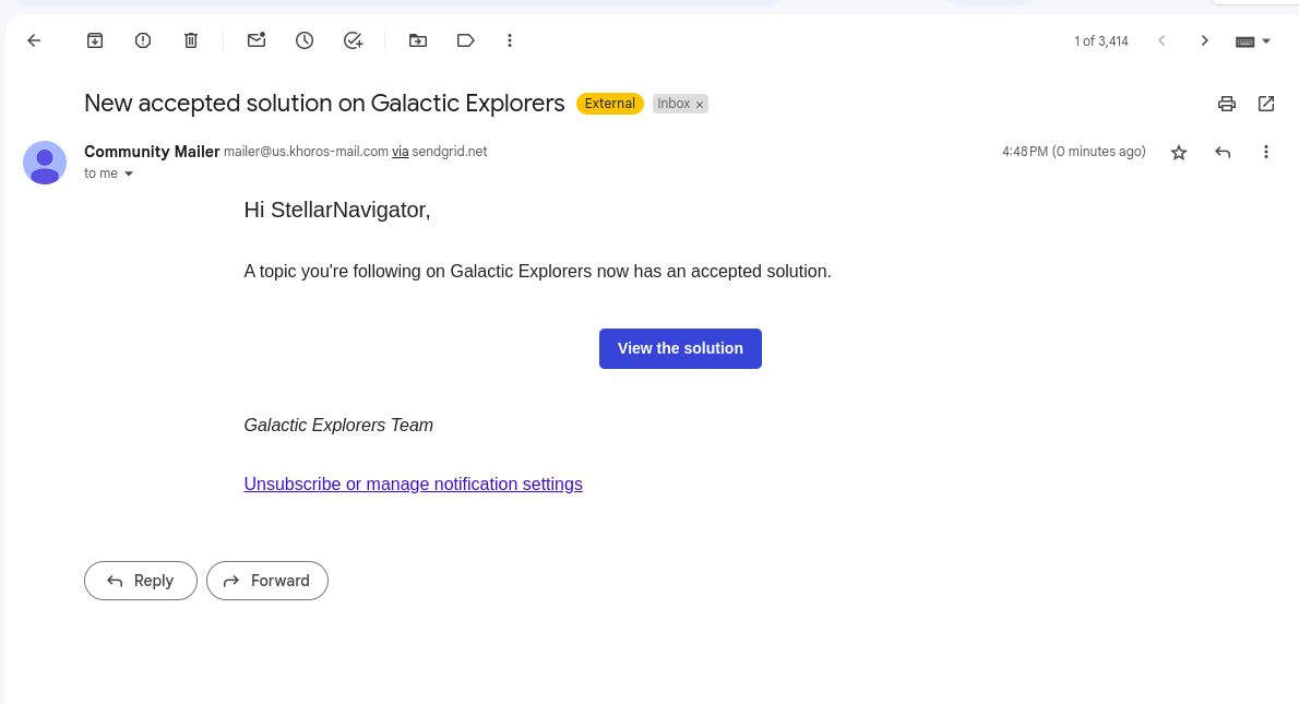 Accepted Solution Email Example