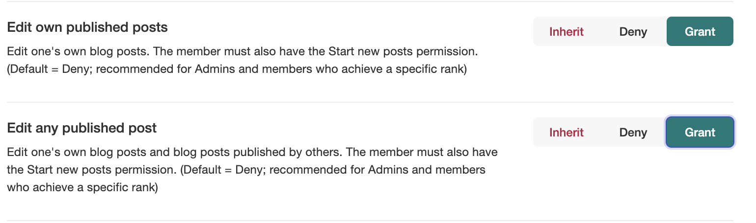 Update Blog Article Permissions